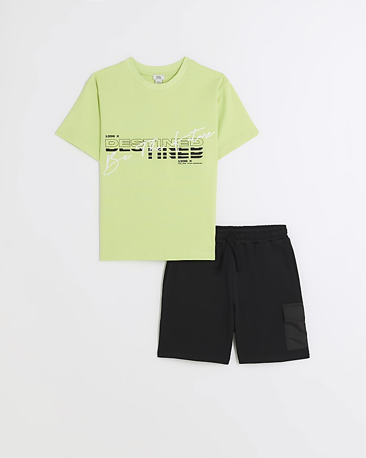 Boys yellow graphic t-shirt and shorts set