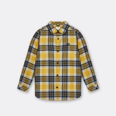 Boys yellow mustard check shirt | River 