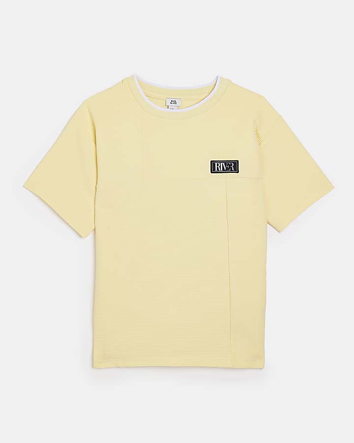 Boys yellow plisse ribbed t-shirt