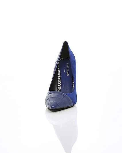 360 degree animation of product Bright blue croc wrap around court shoes frame-3