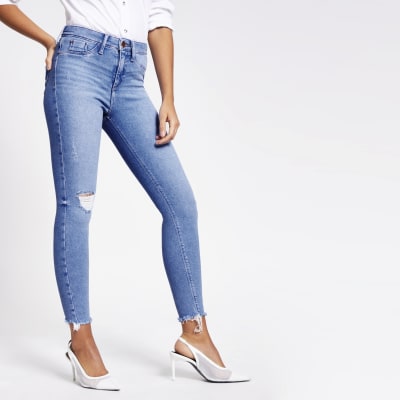 ripped hem jeggings