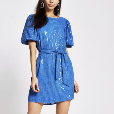 sequin belted dress