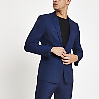 Bright blue skinny fit suit jacket