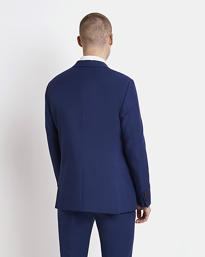 Bright Blue Slim Fit Twill Suit Jacket