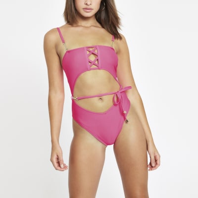 river island pink swimsuit