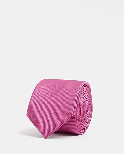 Bright Pink diagonal twill tie
