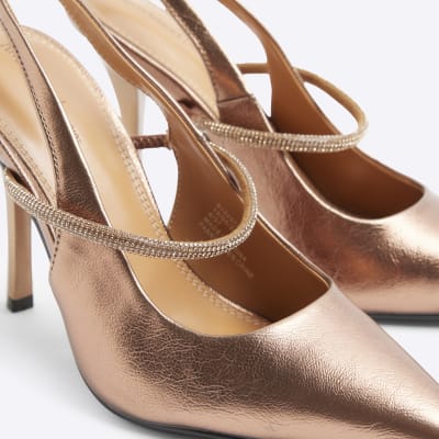 Bronze slingback shoes store