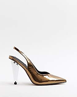 Bronze perspex heeled court shoes