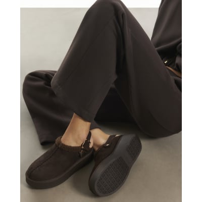 Brow Faux Fur Lined Slingback Shoes