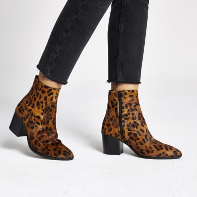 block heel leopard print boots