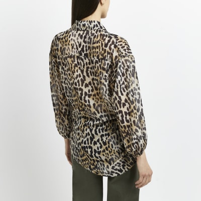 river island brown blouse