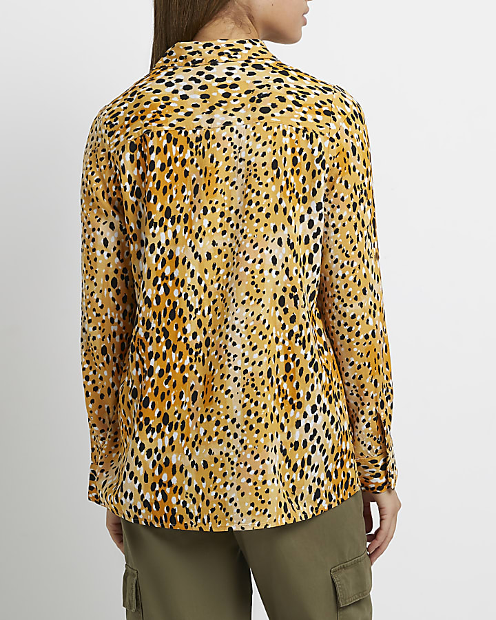 Brown animal print blouse