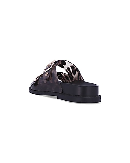 360 degree animation of product Brown animal print buckle jelly sandals frame-7