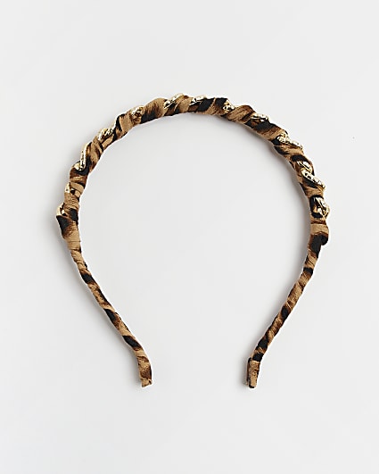 Brown animal print chain headband