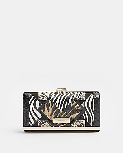 Brown animal print cut out purse