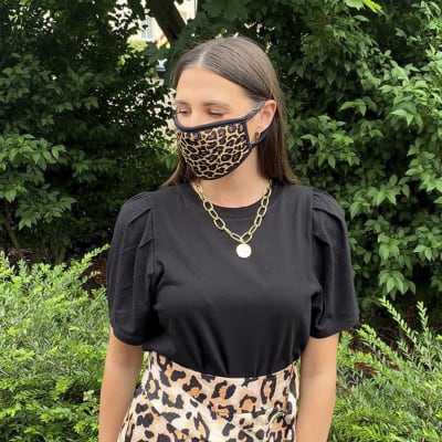 Brown animal print face covering 2 pack