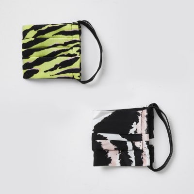 Brown animal print face covering pack of 2