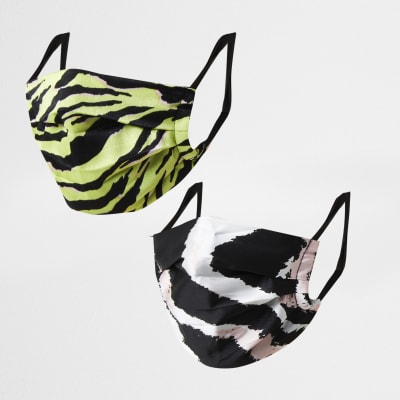 Brown animal print face covering pack of 2