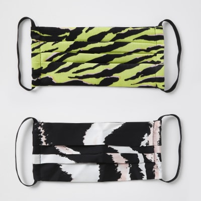 Brown animal print face covering pack of 2