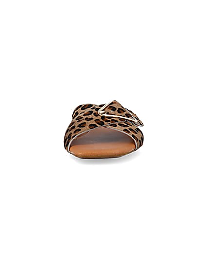 360 degree animation of product Brown animal print flat sandals frame-21