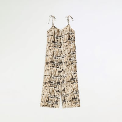 Brown animal print jumpsuit