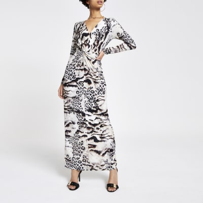 river island animal print maxi dress