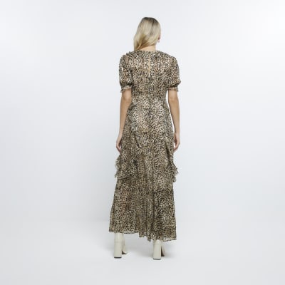 Brown Animal Print Maxi Dress
