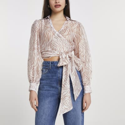 animal print sheer top