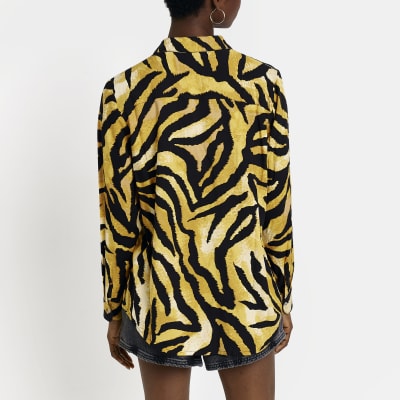 Brown animal print shirt River Island