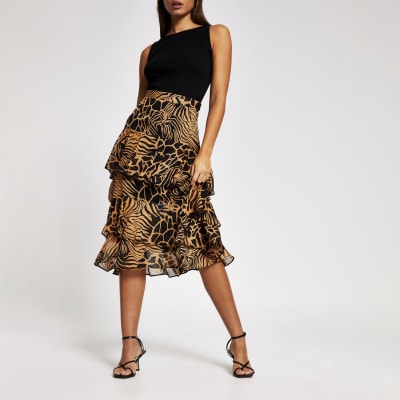 river island leopard midi dress