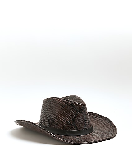 Brown animal print western hat
