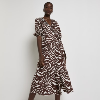 river island animal print midi dress