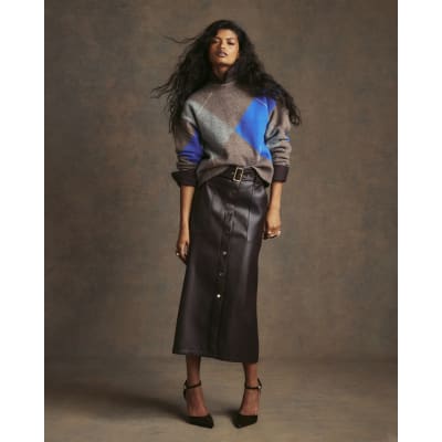 Argyle Crew Neck Oversized Jumper