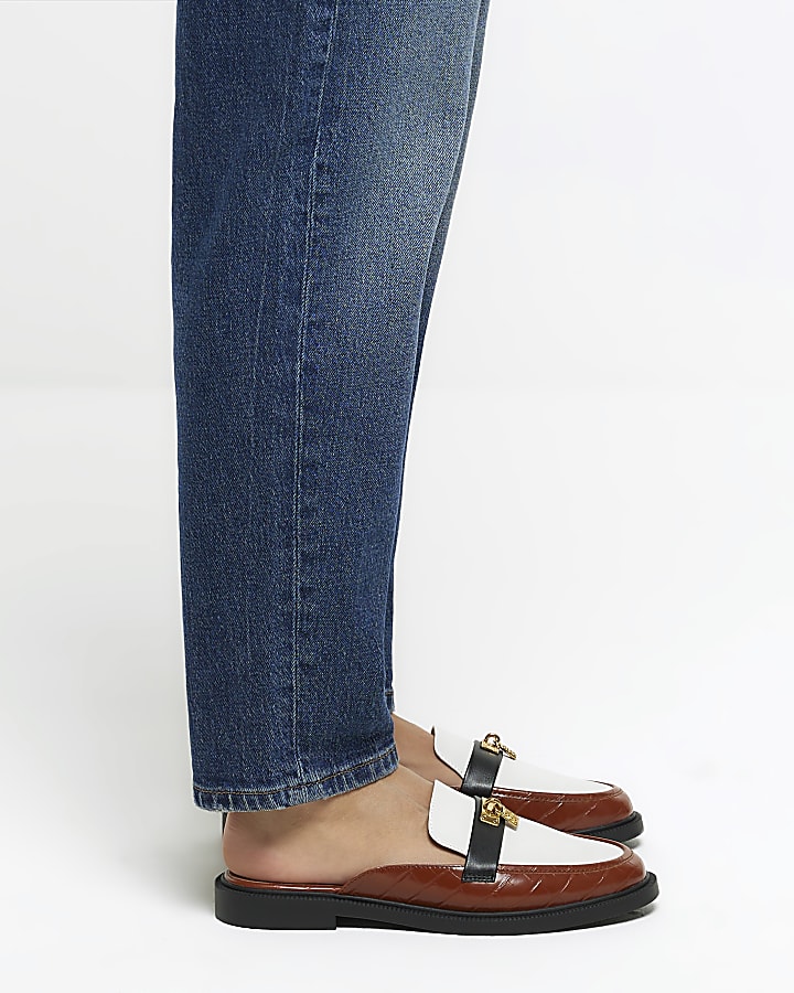 Brown backless loafers | River Island
