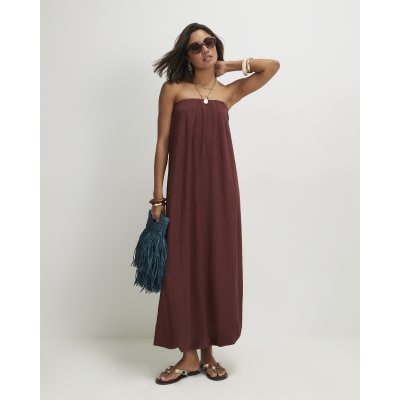 River Island Brown Bandeau Maxi Dress