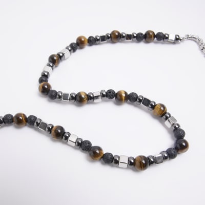 Brown beaded necklace River Island