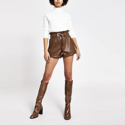 black leather shorts river island