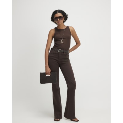 Belted Stretch Straight Leg Jeans