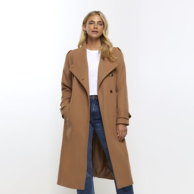 River island best sale long black coat