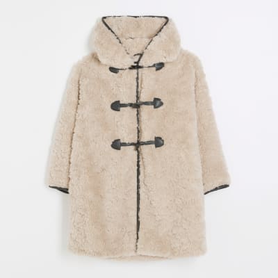 Brown borg duffle coat | River Island