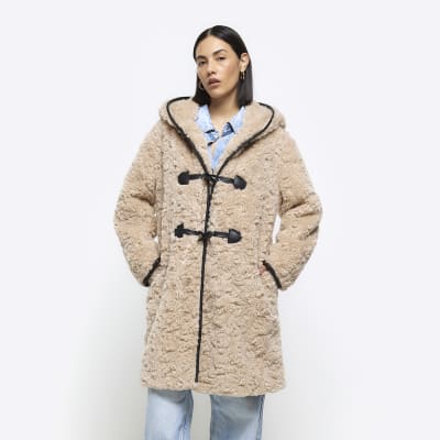 Brown borg duffle coat | River Island