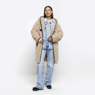 River island borg sales coat