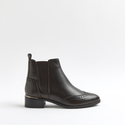 Brown brogue Chelsea boots River Island