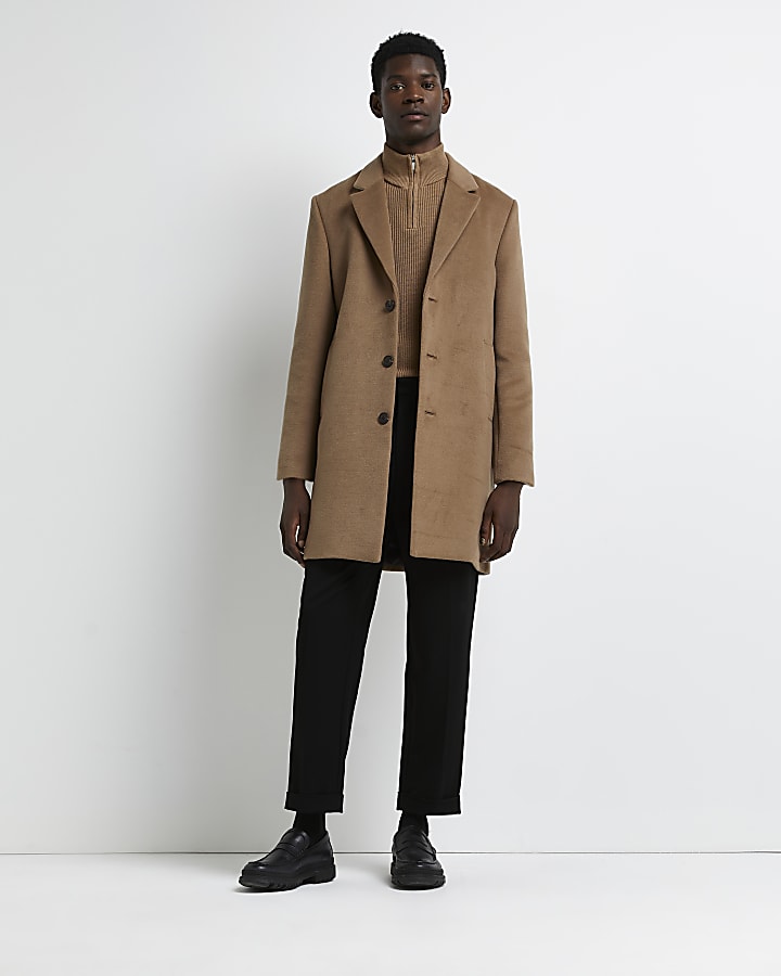 Brown button down overcoat