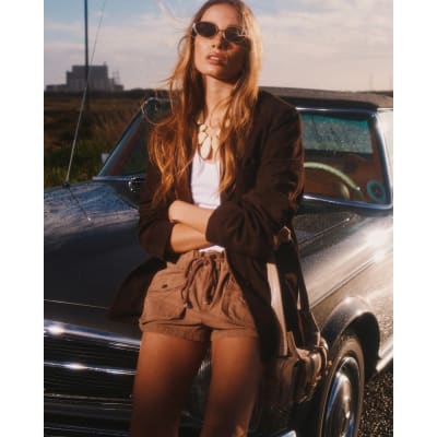 Brown Cargo Hotpant Shorts