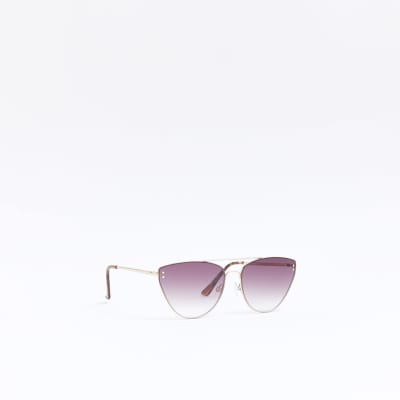 River Island monogram cat eye sunglasses in black