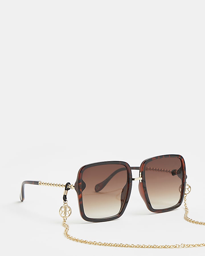 Brown chain link oversized sunglasses