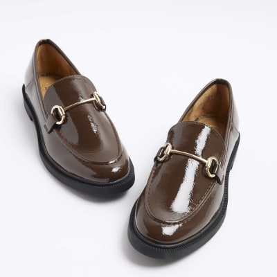 Brown chain loafers River Island