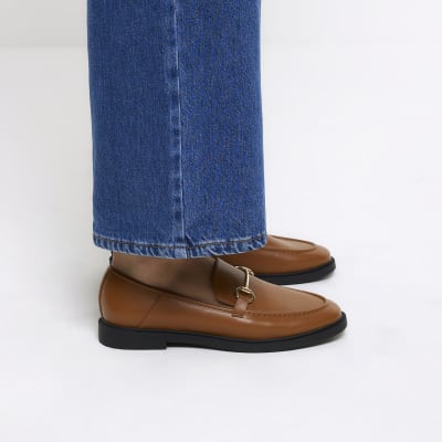 Brown chain loafers River Island