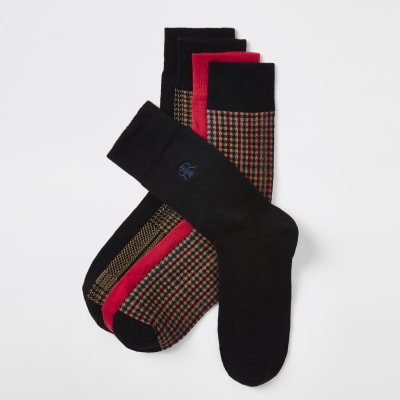 Brown check RI socks 5 pack